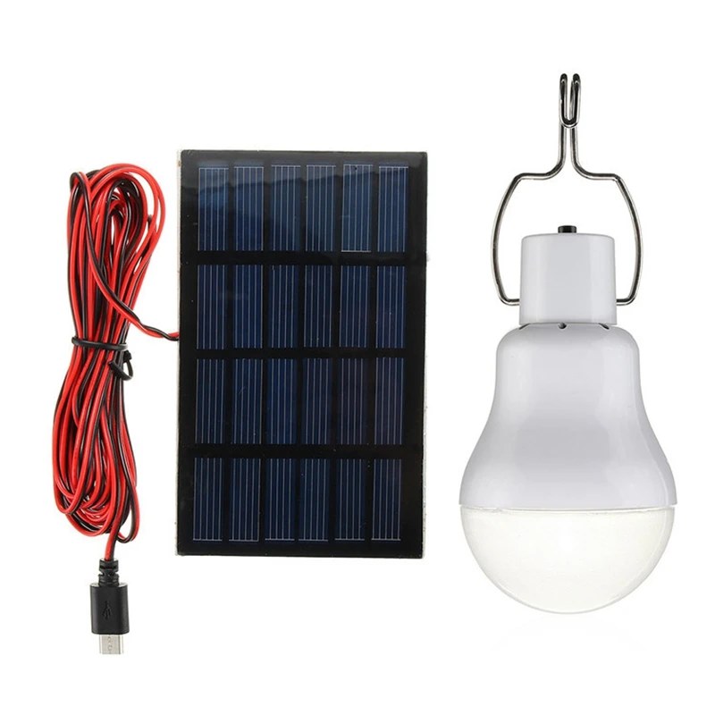 Bombilla alimentada por energía Solar para exteriores, luz LED con gancho, portátil, recargable, iluminación de emergencia para tienda de campaña, 2/1 piezas