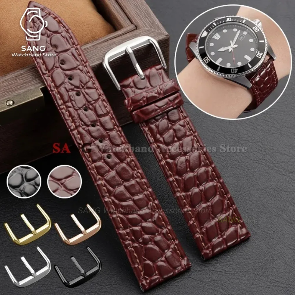 10/12/13/14/16/18/19/20/21/22mm Krokodilmuster-Design Leder-Uhrenarmband Ultra Dünnes Uhrenband für Männer und Frauen Smartwatch-Armband