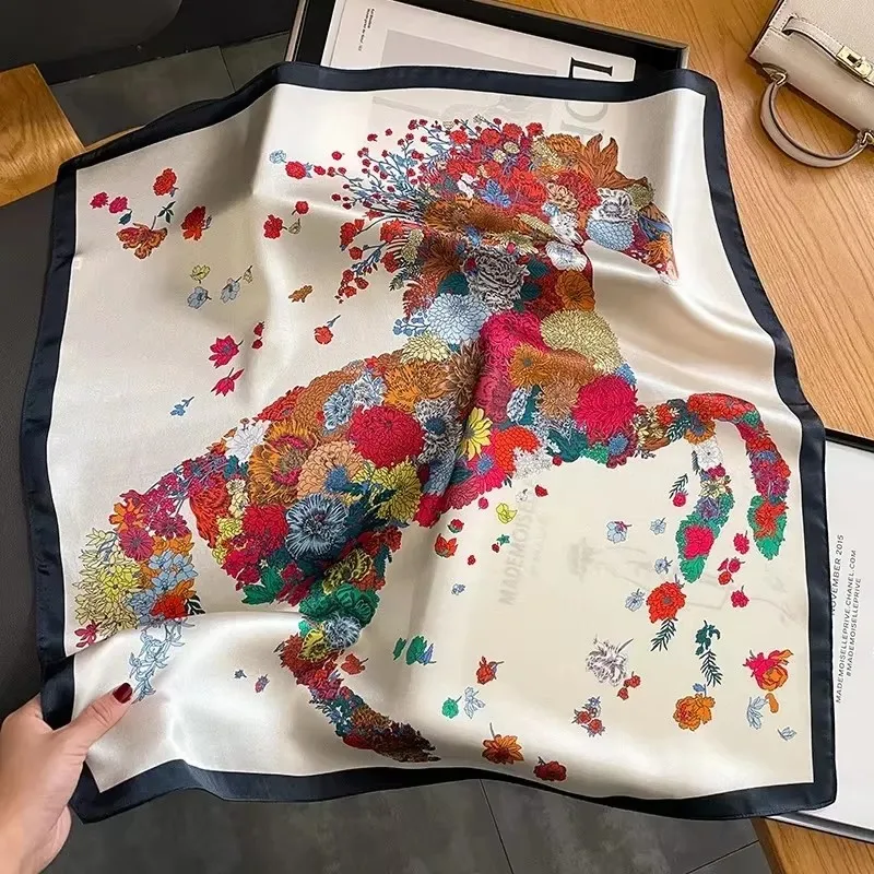 

Elegant Fashion Square Scarf 100% Mulberry Silk Neck Warmer Scarf Shawl Warmth Decorative Scarf Trendy Autumn Spring New Arrival