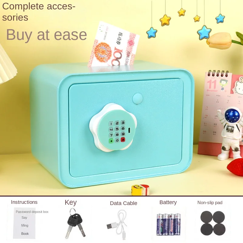 Mini Safe with Secret Password Lock, Perfect for Storing Money and Jewelry,Password Protection for Kids secret safe