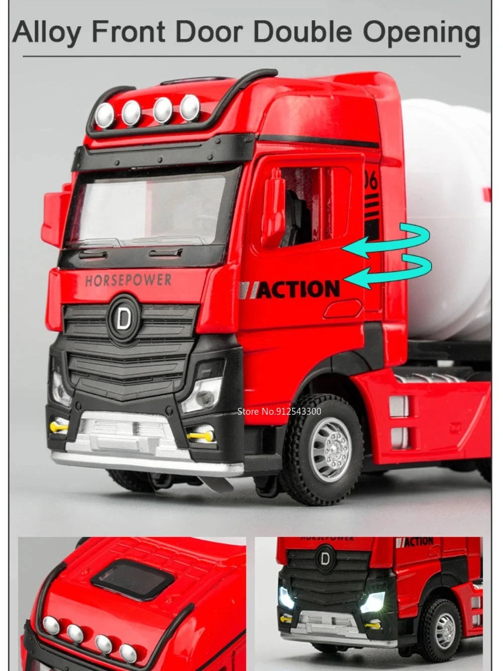 Diecast in lega modello giocattolo per camion cisterna a Gas in scala 1/50 con funzione di spruzzo sonoro leggero veicoli di ingegneria per regali