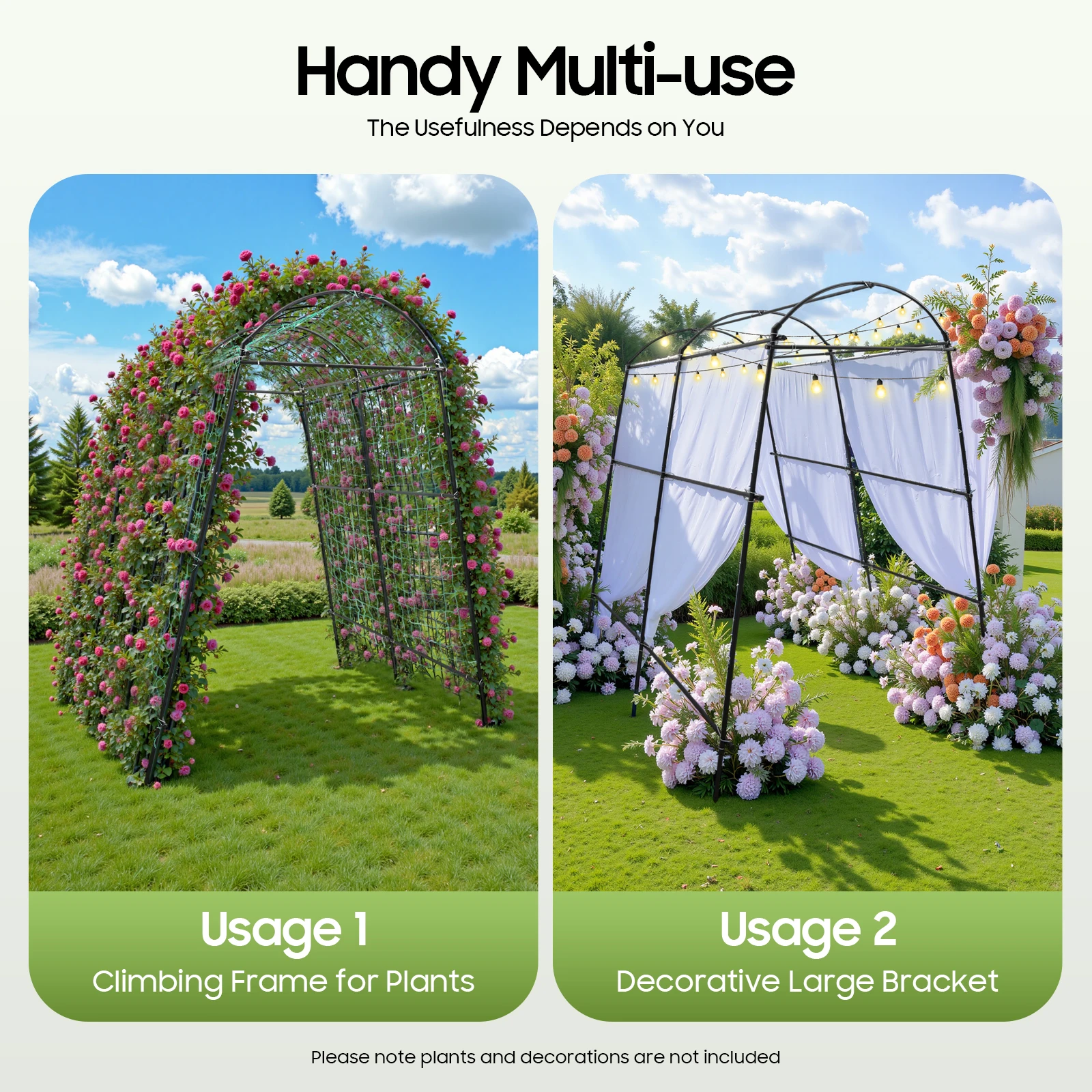 6*7,55ft Gartenrankgitter für Kletterpflanzen – Garten-Tunnelrankgitter aus Metall, gewölbter Gurkenständer mit Kletternetz für Erbsen und Rosen – Detail 4