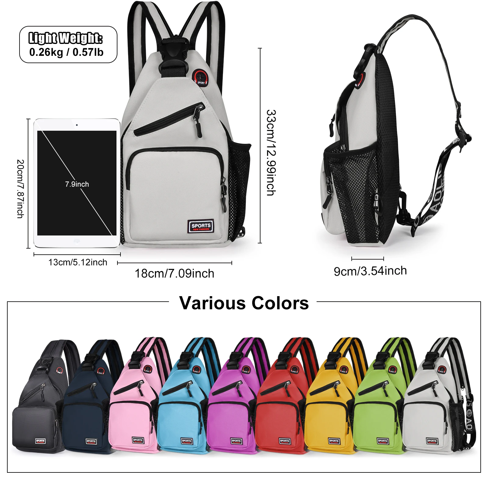 

Women Chest Bags Adjustable Backpack and Single Shoulder Bag With Earphone Hole Girl Small Sports Travel Messenger Oxford Bag