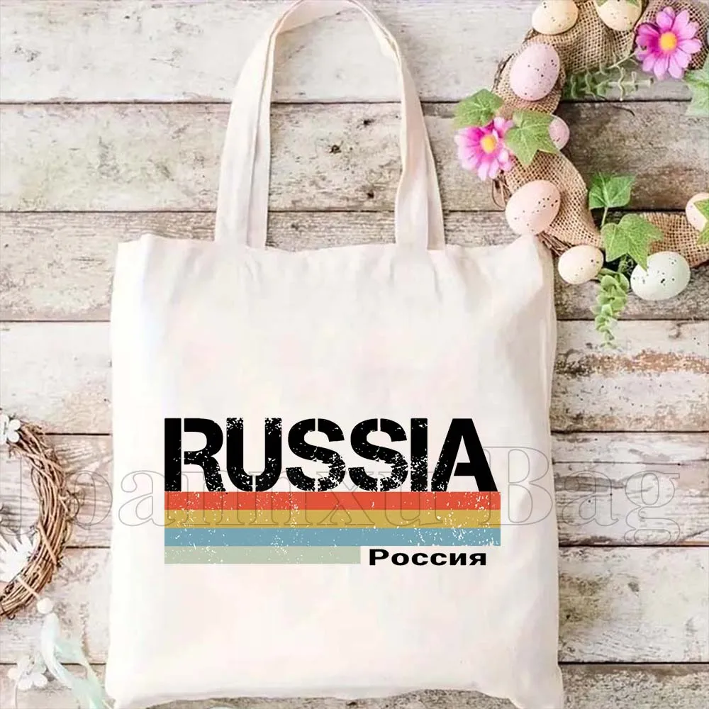 Moscow Matryoshka Russian Soviet Tourist Gifts Nesting Dolls Canvas Shoulder Totes Bag Handbags Totes Bag Cotton Shopping Bags