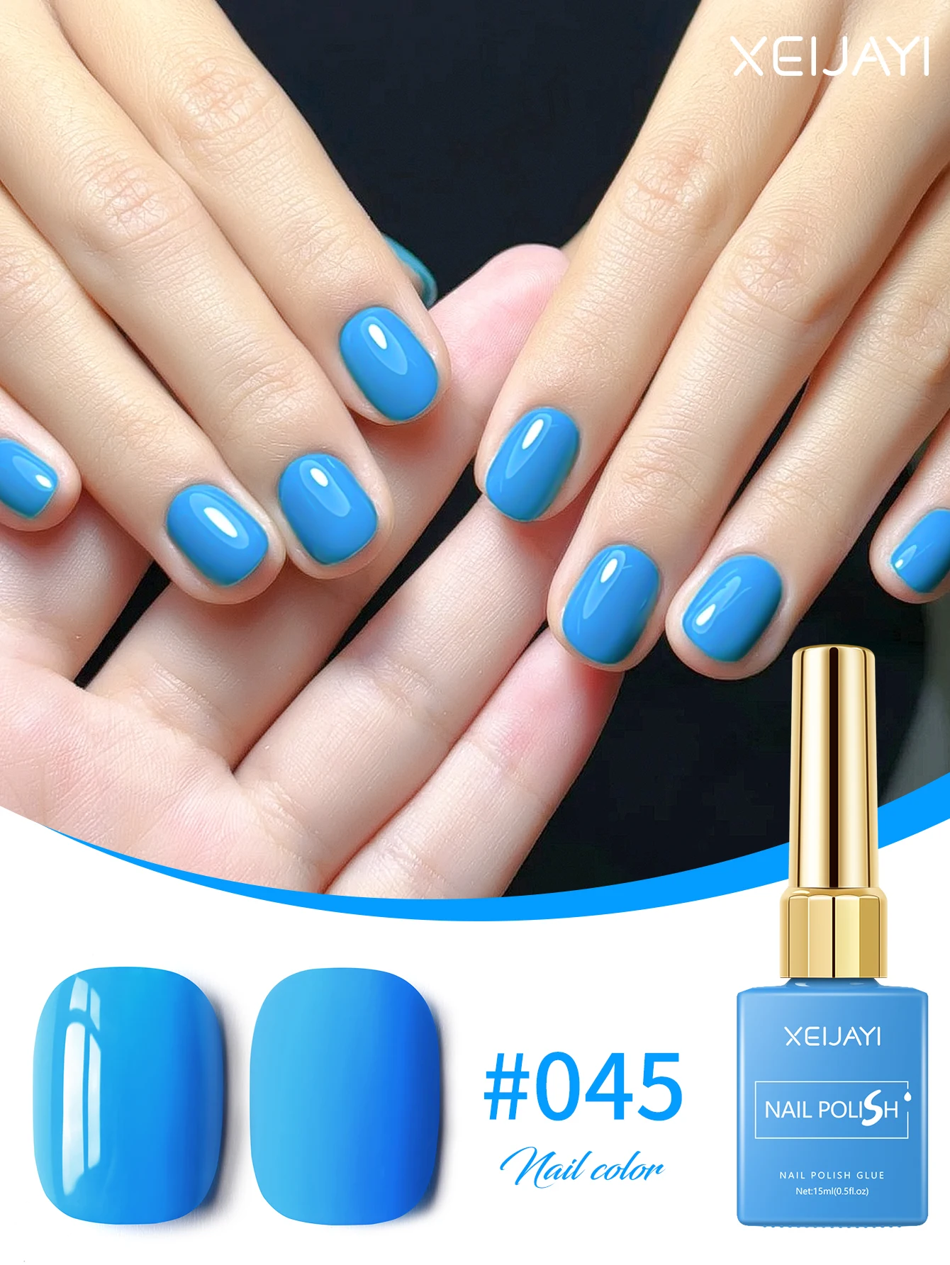 XEIJAYI 1 Stück 15ml Blauer Gel-Nagellack - UV-härtend, Formaldehydfrei für Trendige Nagelkunst-Designs, Langanhaltend & Geruchlos – Detail 4