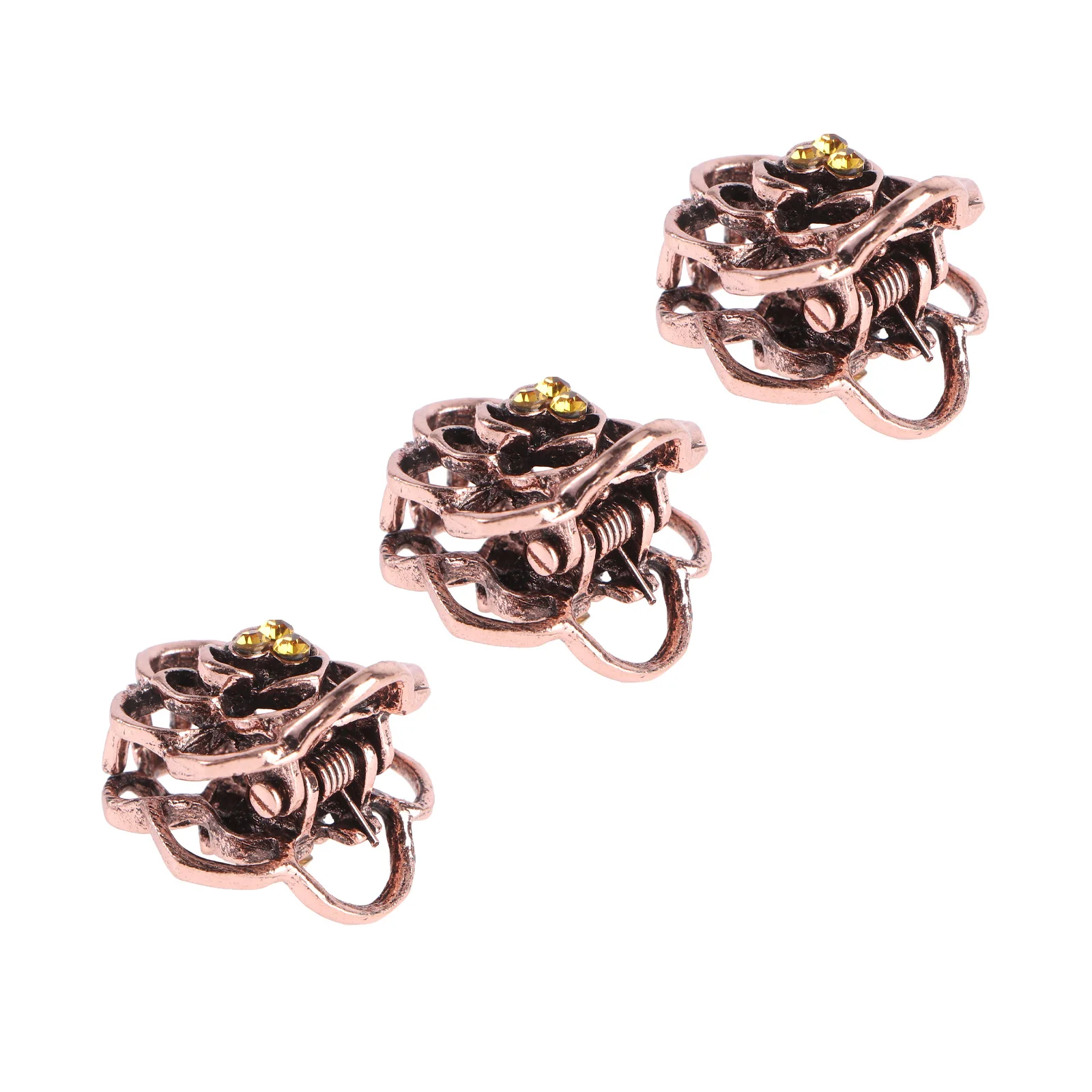 

3pcs Retro Rose Grab Claw Clips Lightweight Alloy Women Hair Accessories Durable Classic Claw Clamps For Any Occasions Hair