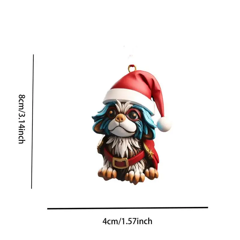 Cute Dog Ornaments Christmas Tree Cute Cartoon Acrylic Drop Pendant Party Favors For Birthday New Year Halloween Car Interior