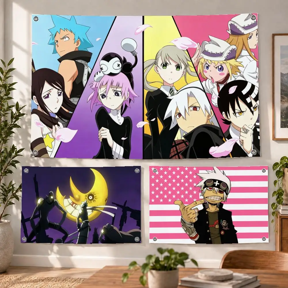 Anime Soul Eater Flags Decorative Flag Banner Indoor Bedroom Dorm Gaming Room Wall Party Club Decor Fan Gift