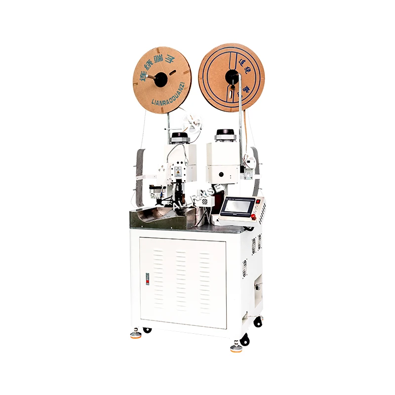Full Automatic Double Heads Two Moulds Crimping Heat Electric Cable Stripping Cutting Terminal Pressing Cable Stripper Machine