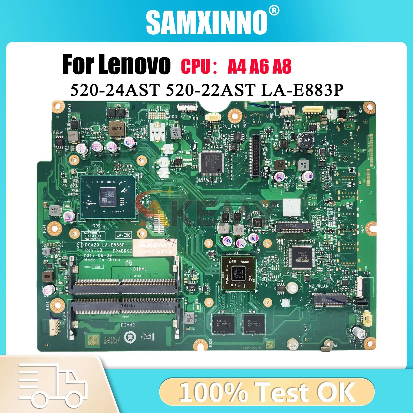 

Для Lenovo AIO 520-24AST материнская плата LA-E883P с процессором EM9010 AM9120 100% полностью протестирована
