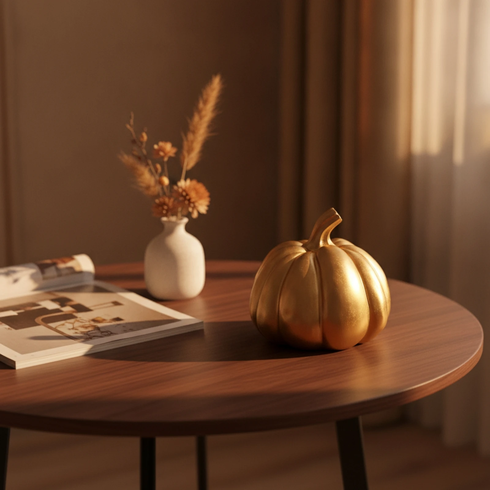 Pumpkin Ornament Shiny Resin Pumpkin Table Ornaments Modern Sculpture Polished for Entryway, Mantel