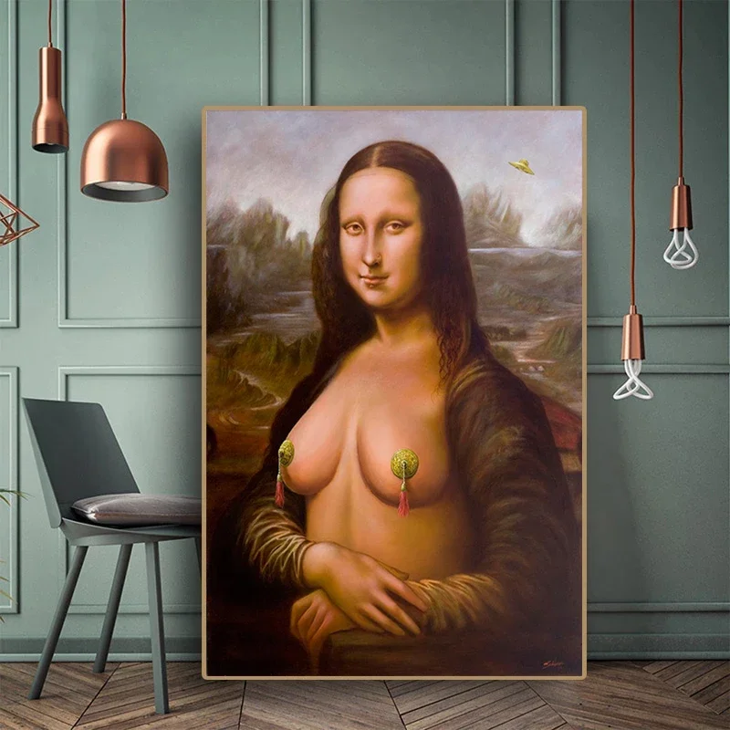 مثير الموناليزا المشارك عارية المرأة سيدة قماش اللوحة الملصقات والمطبوعات قماش صور فنية للجدران لغرفة المعيشة ديكور المنزل #1