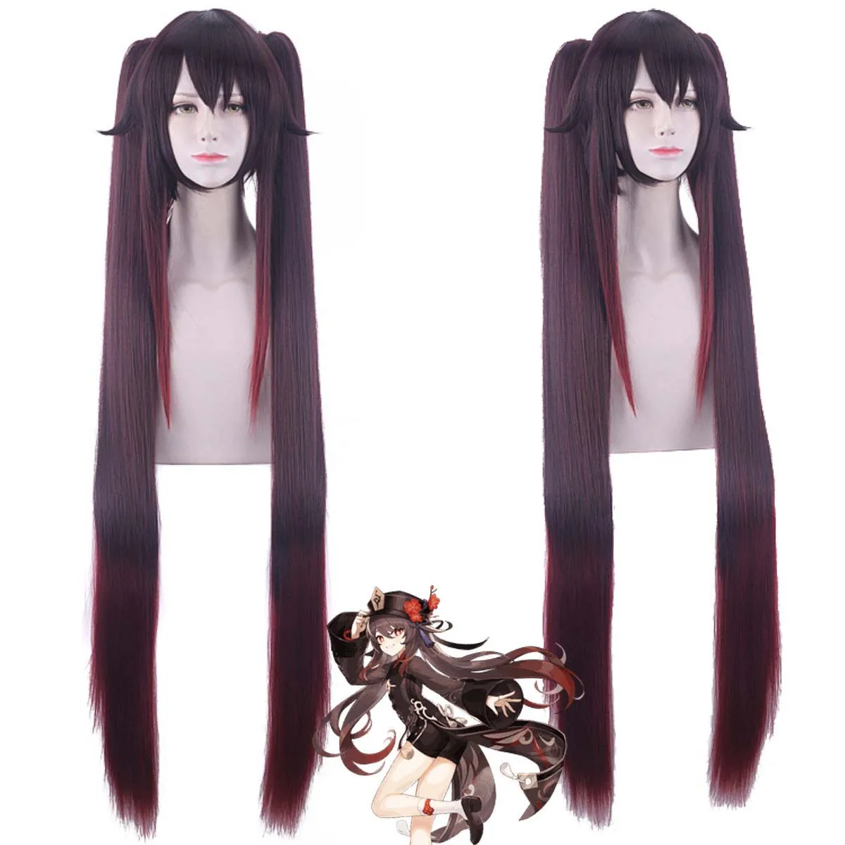 

Женщины Хэллоуин Игра Genshin Impact Hu Tao Косплей Длинный Коричневый Парик