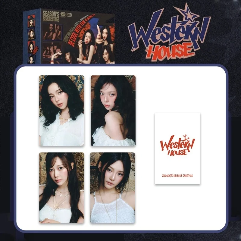 4PCS Kpop Hot Idol 2026 SEASON'S GREETINGS HD Small Cards KARINA GISELLE WINTER NINGNING 2026 Support Desk Calendar Cards