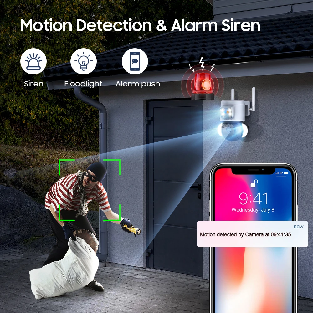 INQMEGA 8MP 4K Smart Tuya Camera 4G SIM Surveillance Security IP Camera with Anti-theft Siren Alarm Video Alexa Google Home Cam