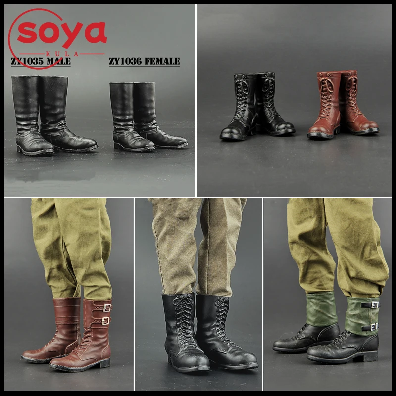 ZYTOYS ZY1022 ZY1024 ZY1027 ZY1028 ZY1034 1/6 WWII 군용 부츠 속이 빈 신발 모델 12인치 남성 군인 액션 피규어 바디에 적합