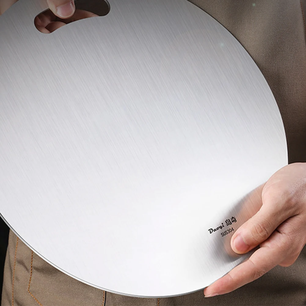 

Stainless Steel Cutting Board Round Chopping Block Brushed Texture Mold Resistant Easy Clean Home Kitchen Use