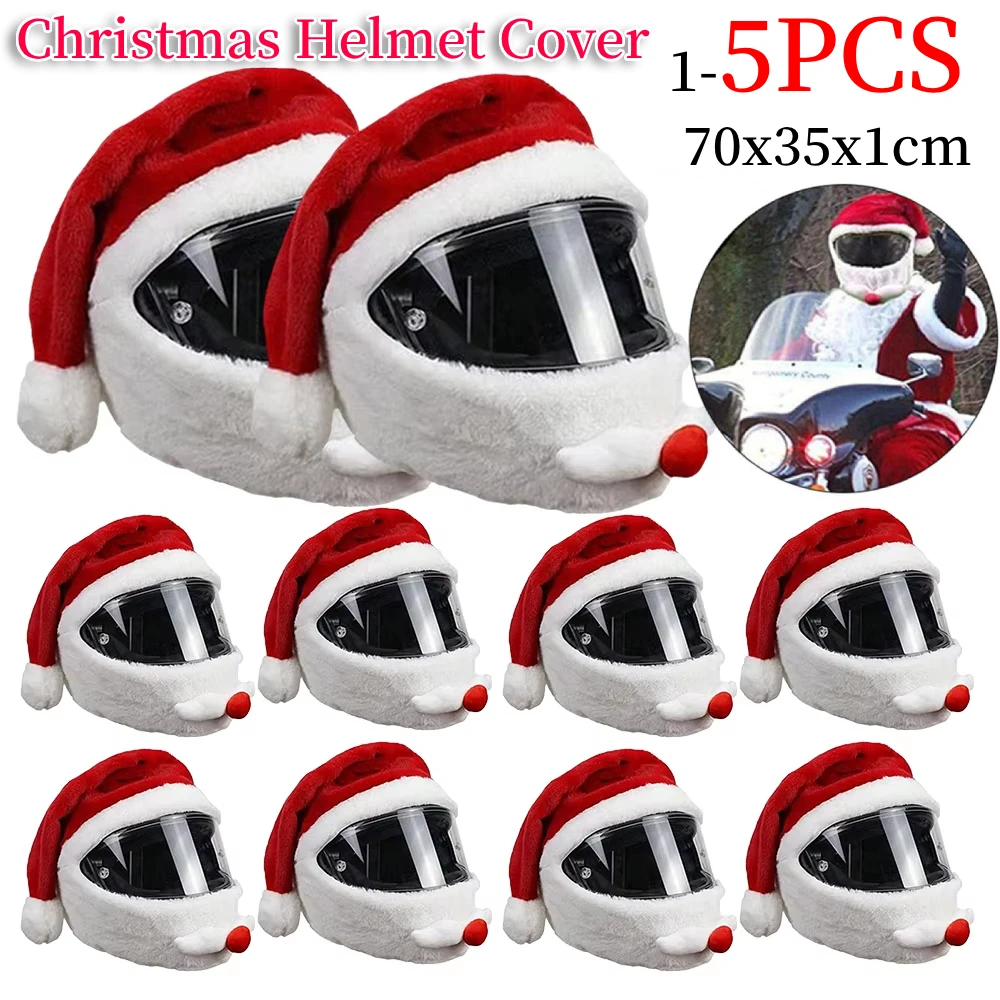 Santa Cycling Helmet Christmas Motorcycle Helmet Cover Full Face Safe Hat Santa Claus Racing Cap Merry Christmas Decoration Gift