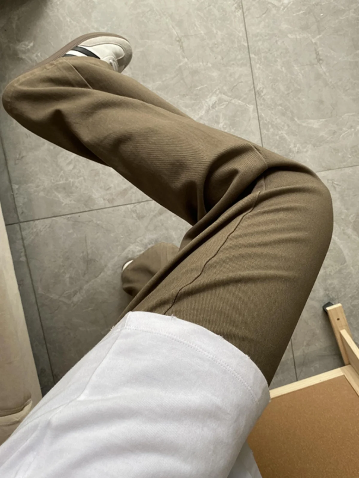 

Waed Brown Denim Jeans Men's Spring Autumn Straight Leg Workwear Pants Cleanfit American High Street Ootd Matching