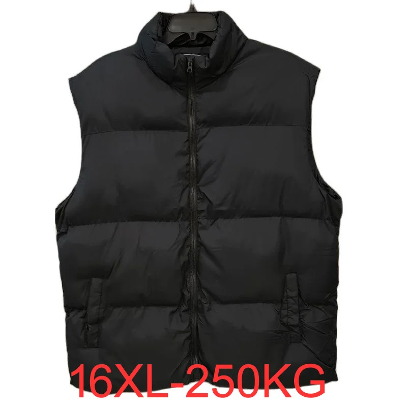 Autumn winter new vest men\'s extra-large 15xl 16xl waistcoat detachable cap keep warm vest men clothing streetwear vest 250KG