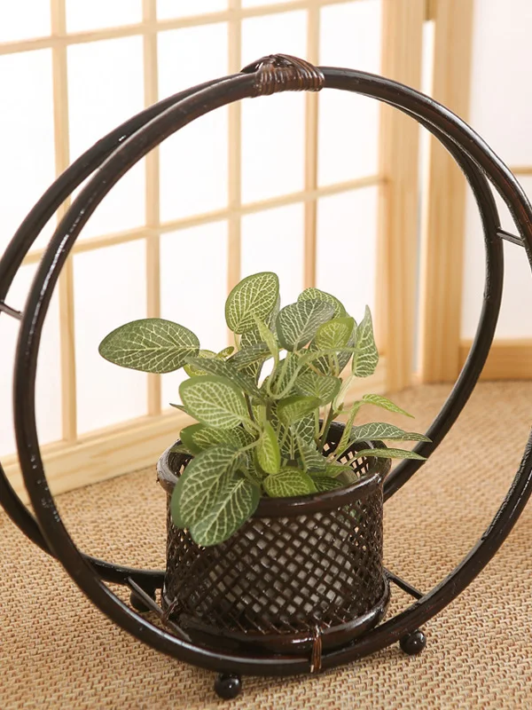 

Hanrted Bamboo Woven Flower Basket round Tea Ceremony Decoration Creative Portable Flower Vase Simple Japanese Sle Home...