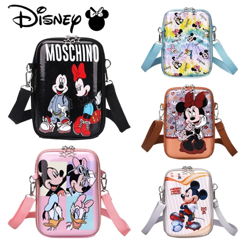 Disney Mickey Minnie Mouse Crossbody Bag Phone Purse Children Crossbody Bags Cartoon Anime Messenger Handbag Hard Wallet Gift