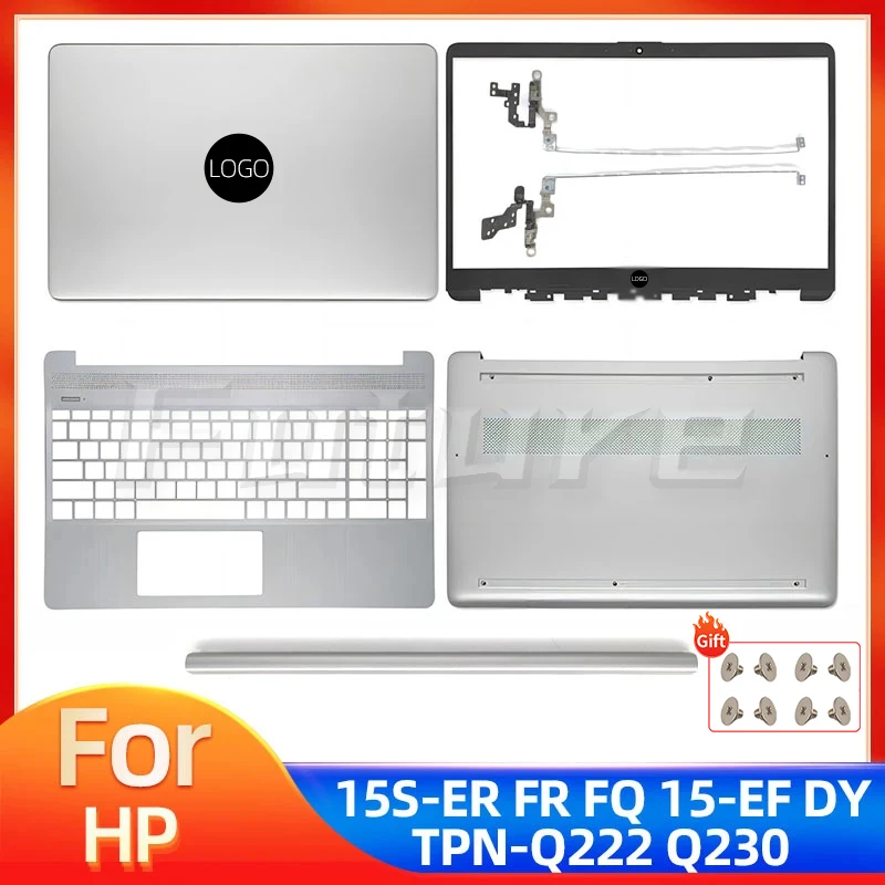 Neue Hülle für HP 15S-FQ 15S-FR 15S-EQ 15-EF 15-ER 15-DY TPN-Q222 TPN-Q230 LCD Back Cover Lünette Palmrest Bottom Scharnierabdeckung Silber