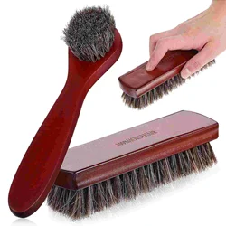 2 Pcs Shoe Brush Cleaning Boot Care Kit Applicator Horse Hair Mane for Polishing