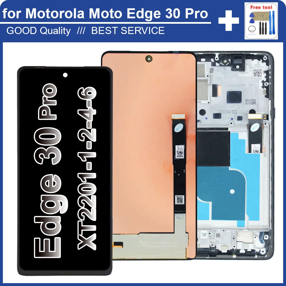 Tested LCD for Motorola Moto Edge 30 Pro 2022 XT2201-1 LCD Display Touch Screen Digitizer Replacement for Moto Edge 30 Pro LCD