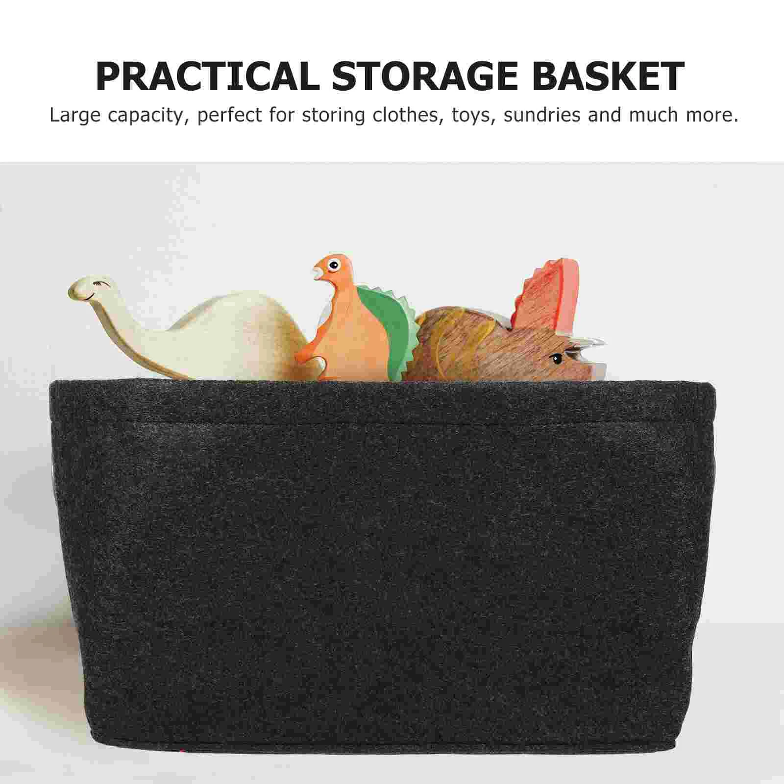 Folding Storage Crate Toy Organizing Basket Felt Baskets Home Container Black Book Travel