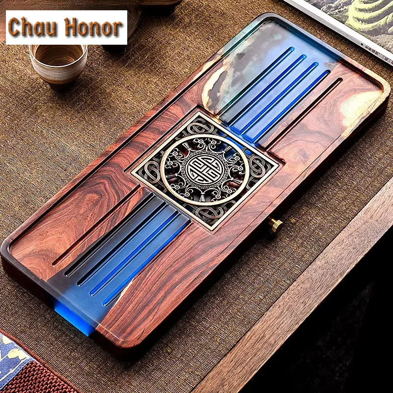 

Creative Solid Wood Tea Tray Rosewood Household Office Storage And Drainage Dual-purpose Dry Foam Tray High-grade Birthday Gift