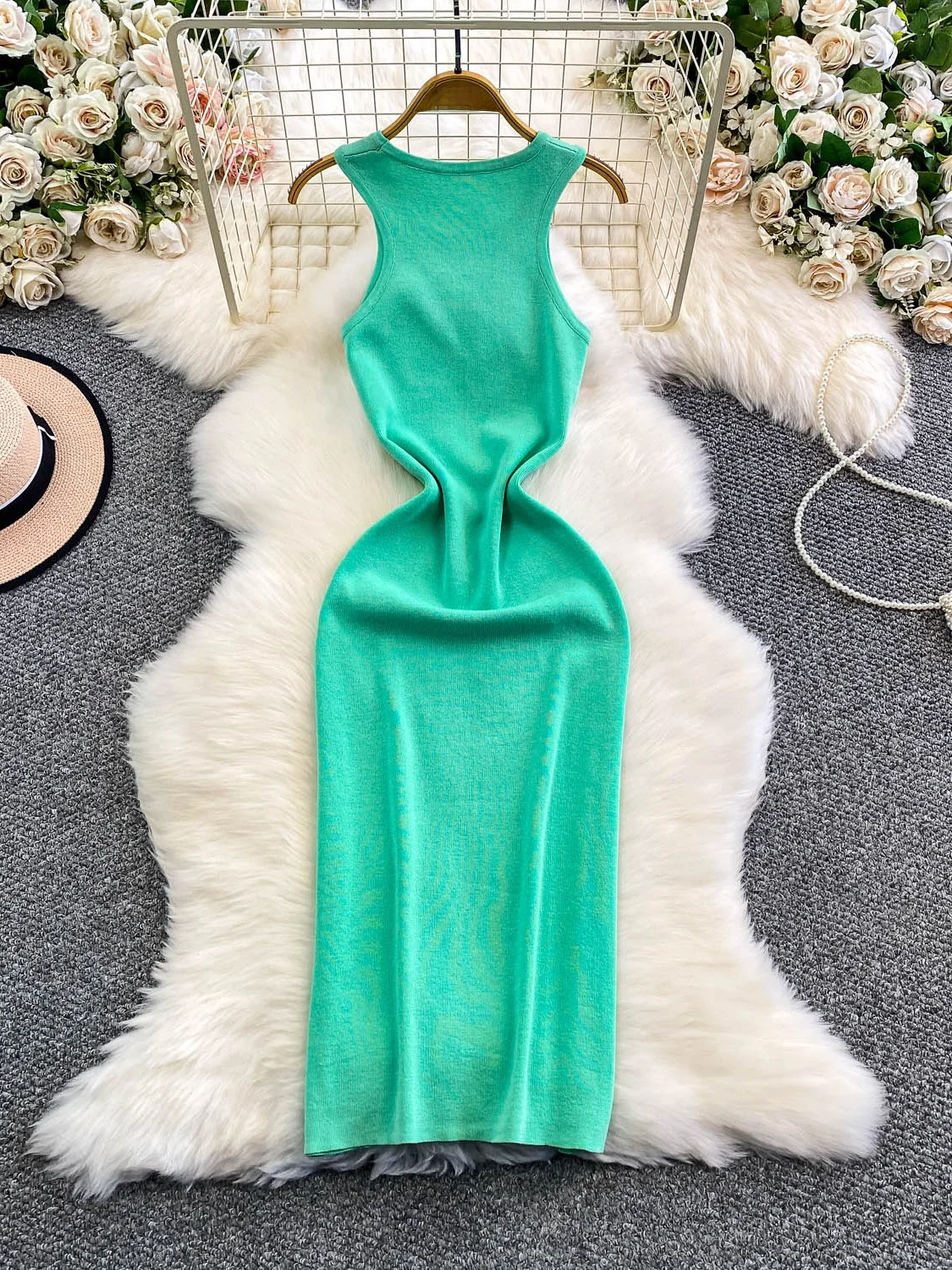 Casual redondo Ne Svel malha Dr feminino outono inverno cintura alta linha A camada base Dr Faionable Versátil Cit...