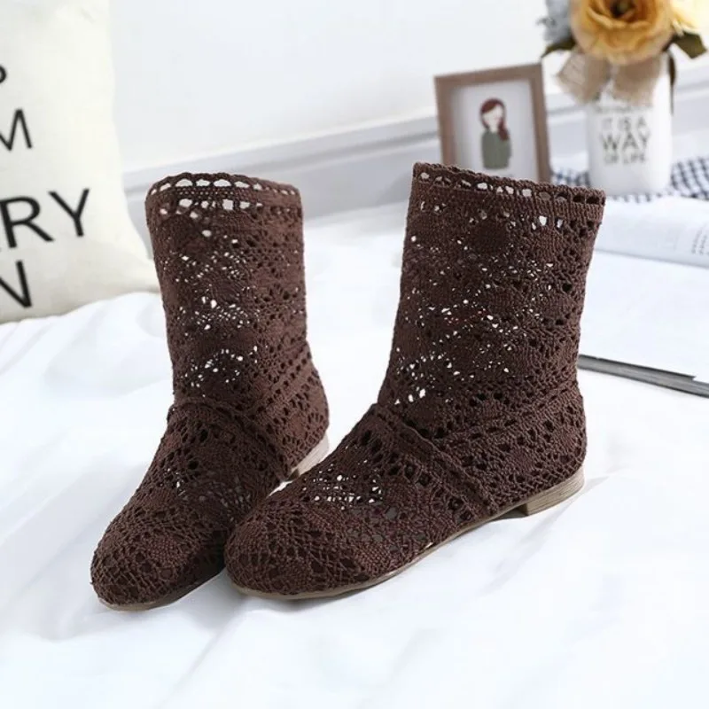 

Summer Shoes Breathable Mesh Summer Boots Women Flat Heel Ankle Botas Womens Boots Fashion