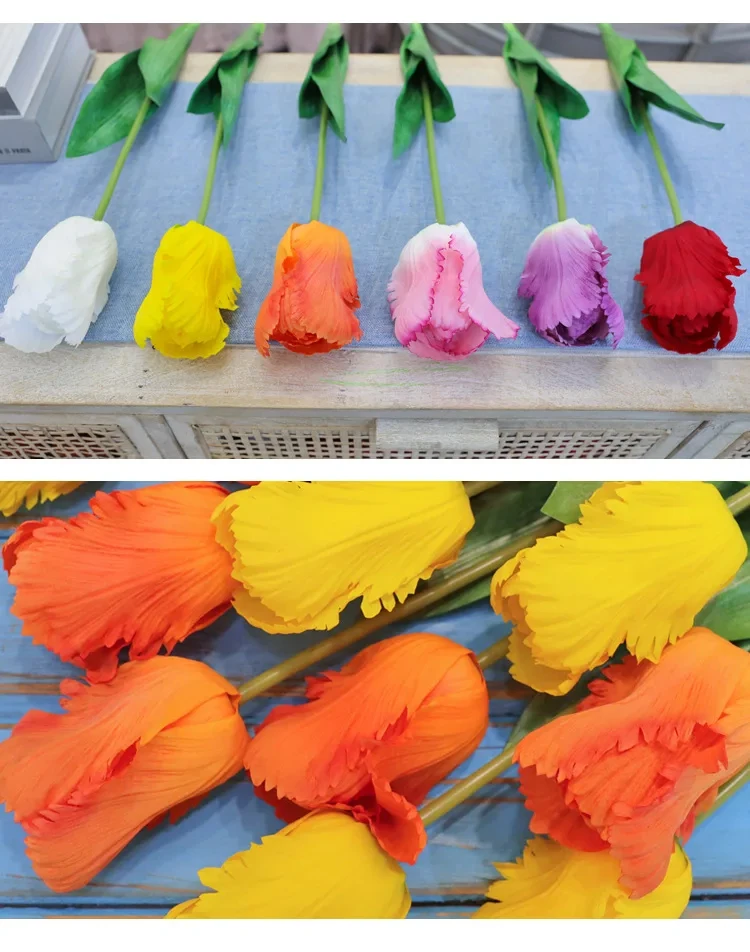 5 Stück feuchtigkeitsspendende große Tulpen, künstliche Blumen mit echter Haptik, Hochzeitsdekoration, Tulpen, Wohnaccessoires, Party-Tischdekoration, Blumen. – Detail 6