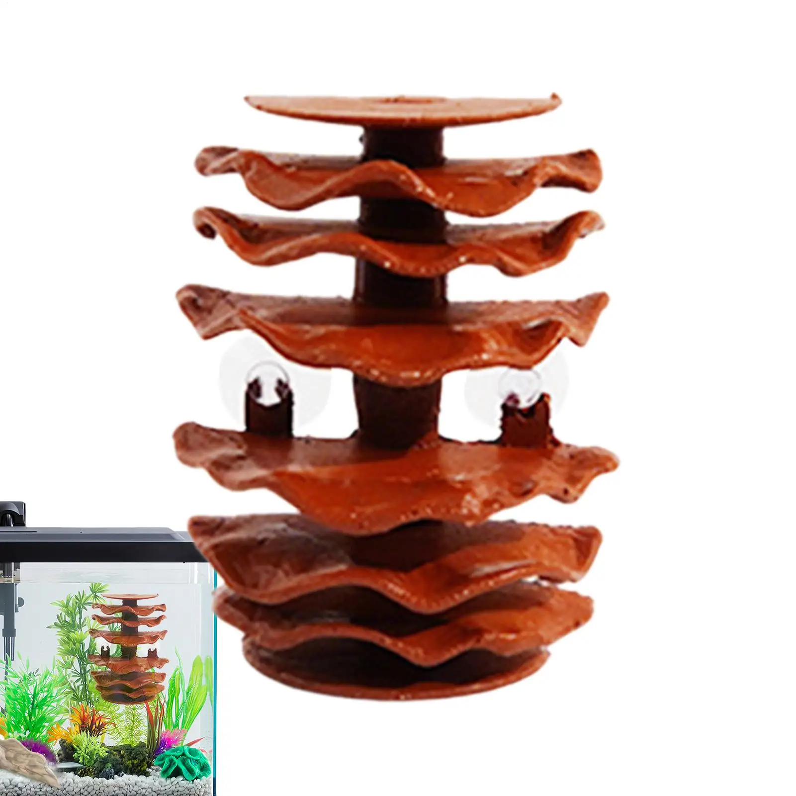 Aquarium-Höhlenunterstand für Fische/Garnelen, Versteck aus Harz mit Saugnapf, Betta-Habitat-Ornament für Guppy und Betta zum Verstecken und Ausruhen