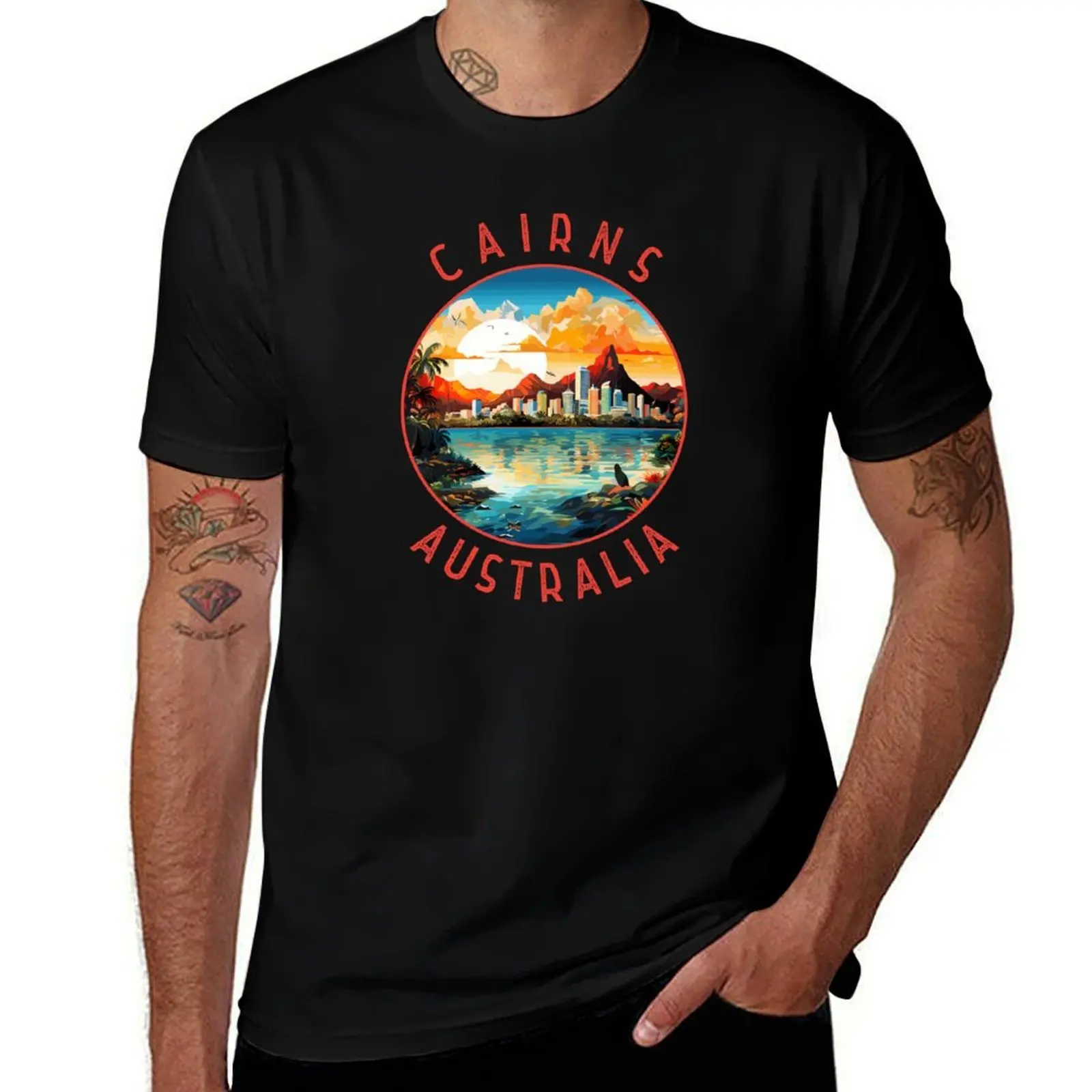 

Cairns Australia Retro Distressed Circle T-Shirt cheap stuff graphic t shirts summer shirt plain black t shirts men