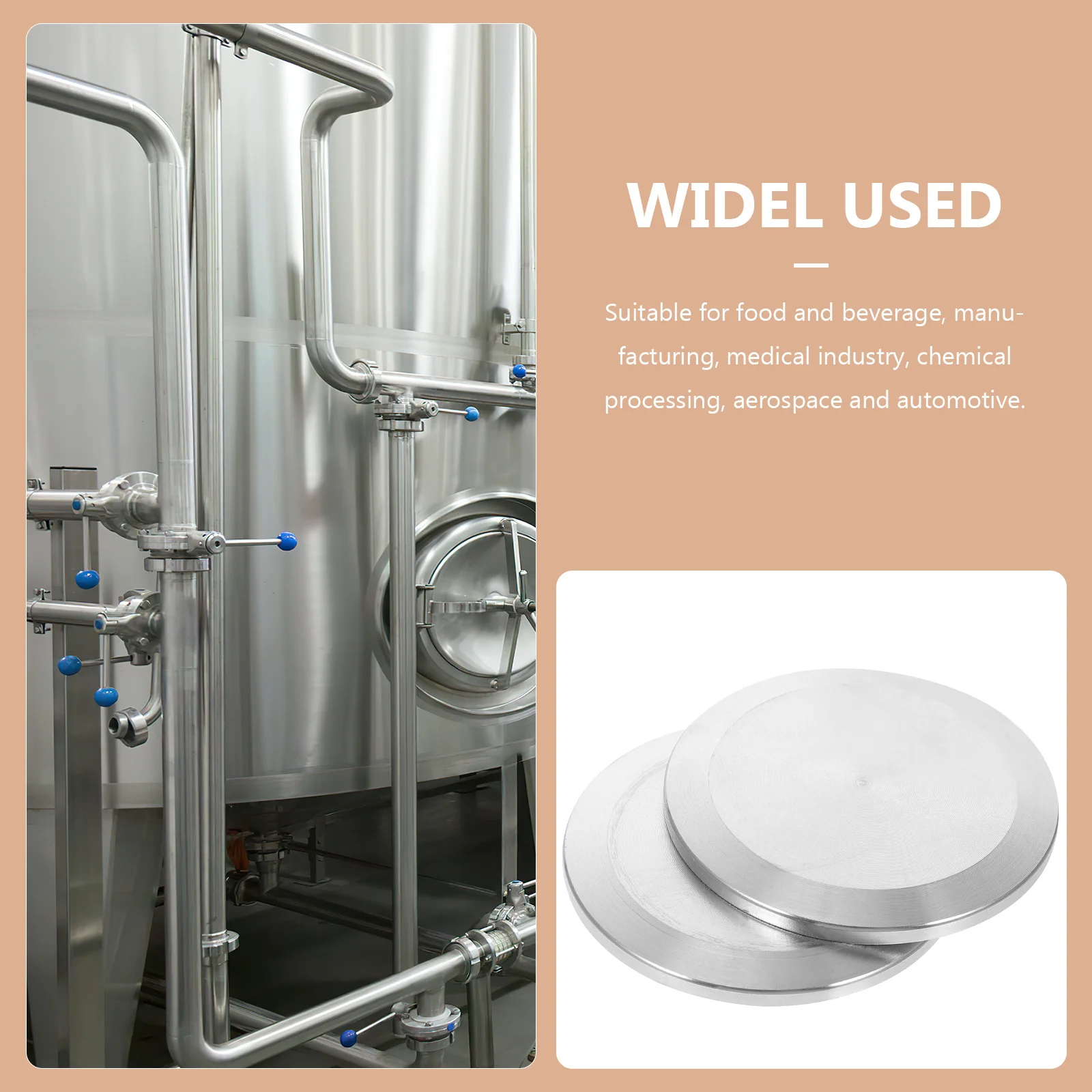 

2Pcs Stainless Steel Sanitary End Caps 304 Tri-Clamp Solid End Caps for Food Beverage Dairy Fittings