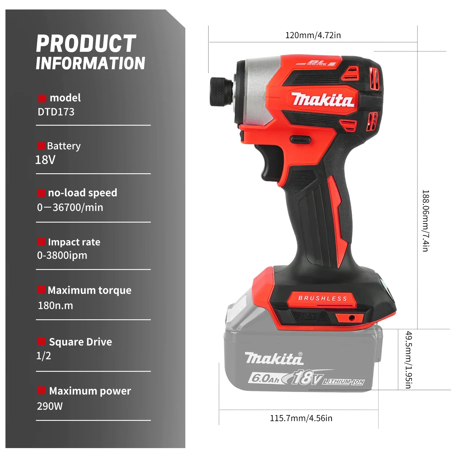 DTI173 Brushless Screwdrivers, Rechargeable Electric Screwdrivers Offers A Variety Of Color, For Makita 18v Battery Pins - view 5