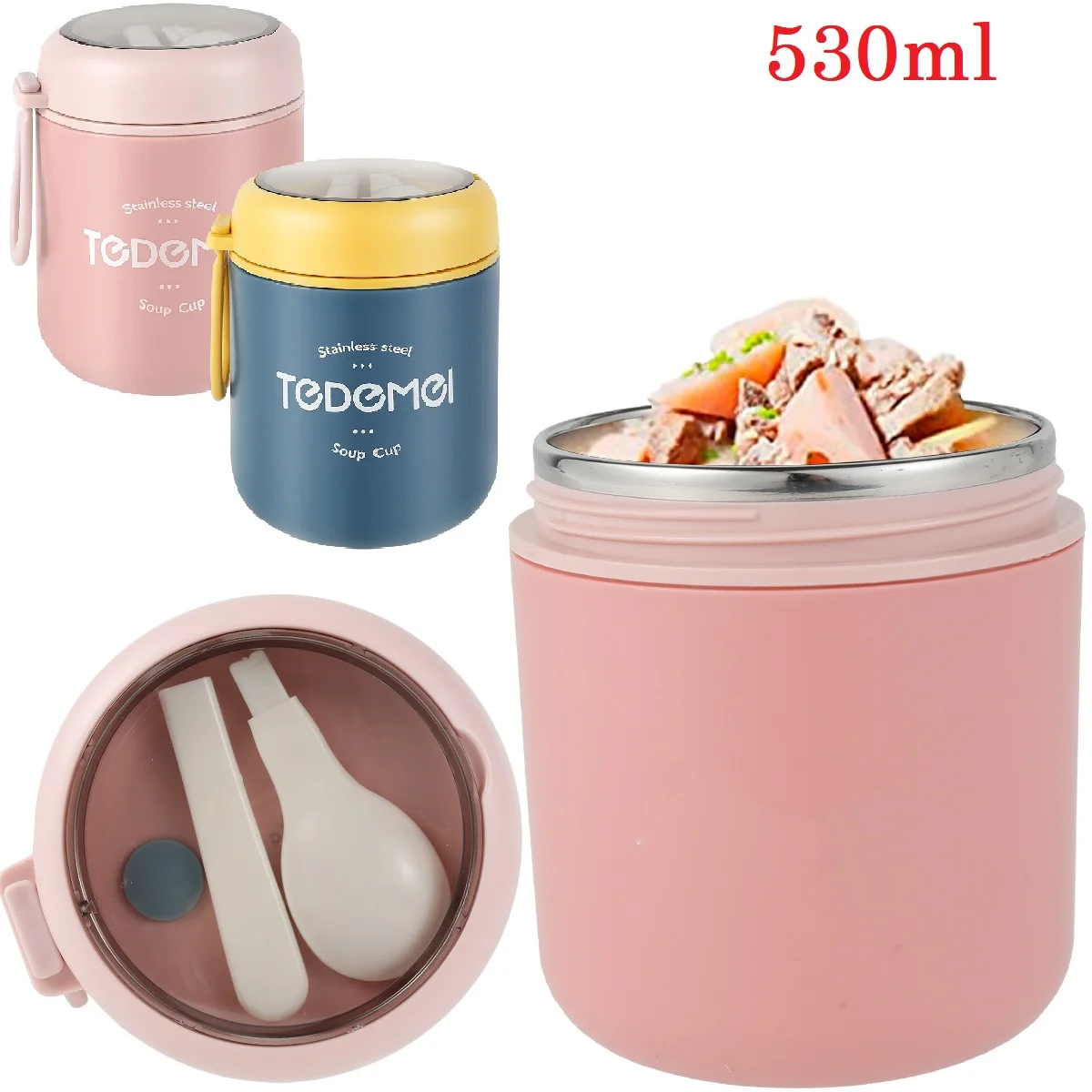 2/1 Pc Lebensmittel Thermische Jar 530 ML Isolierte Suppe Tasse Edelstahl Thermos Behälter Lunch Box Thermo Halten heißer Frühstück Bentobox