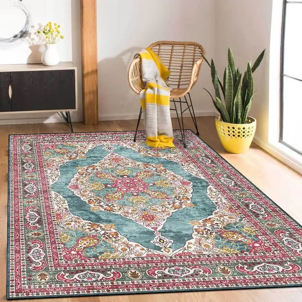 3D Retro Persian Ethnic Style Carpets For Living Room Bedroom Soft Flannel Coffee Table Floor Mat Anti-slip Bathroom Kitchen Rug