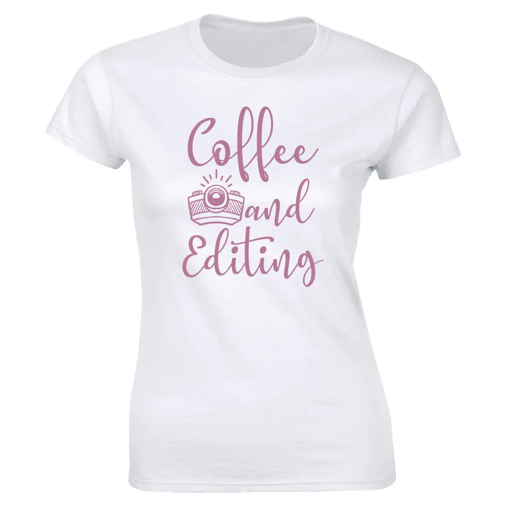 

Coffee And Editing with Camera Image T-Shirt for Women