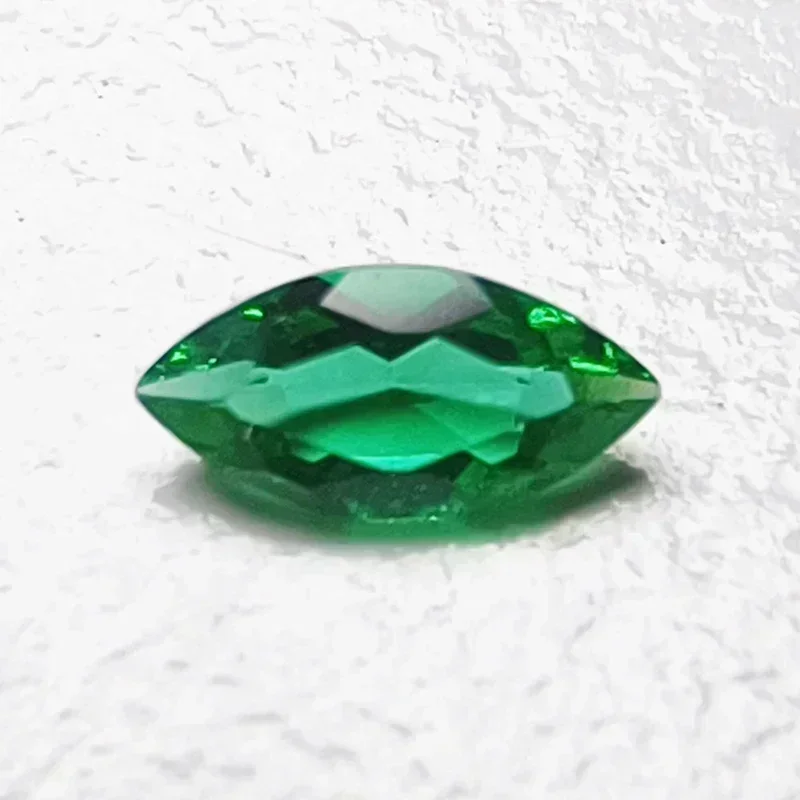 Lab Grown Zambian Emeralds Hydrothermal Hand Cutting Marquise Cut with Cracks Inclusions Inside Selectable AGL Certificate