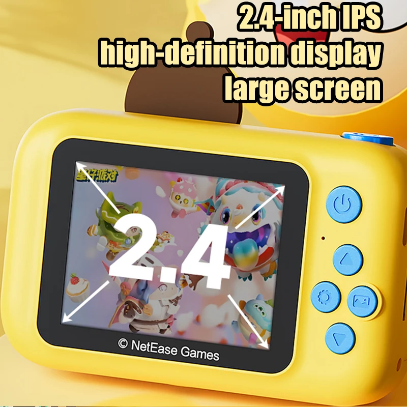 EggyParty Kids Camera 180° Flip Lens 2.4-inch IPS Animation Peripherals High-Definition Digital Camera Birthday Girl Toy Gift