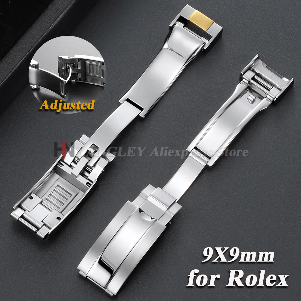 

Luxury 316L Stainless Steel Watchband Clasp for Rolex DAYTONA SUBMARINER GMT Date-just Yacht-Master Quick Adjust Buckle 9mm*9mm