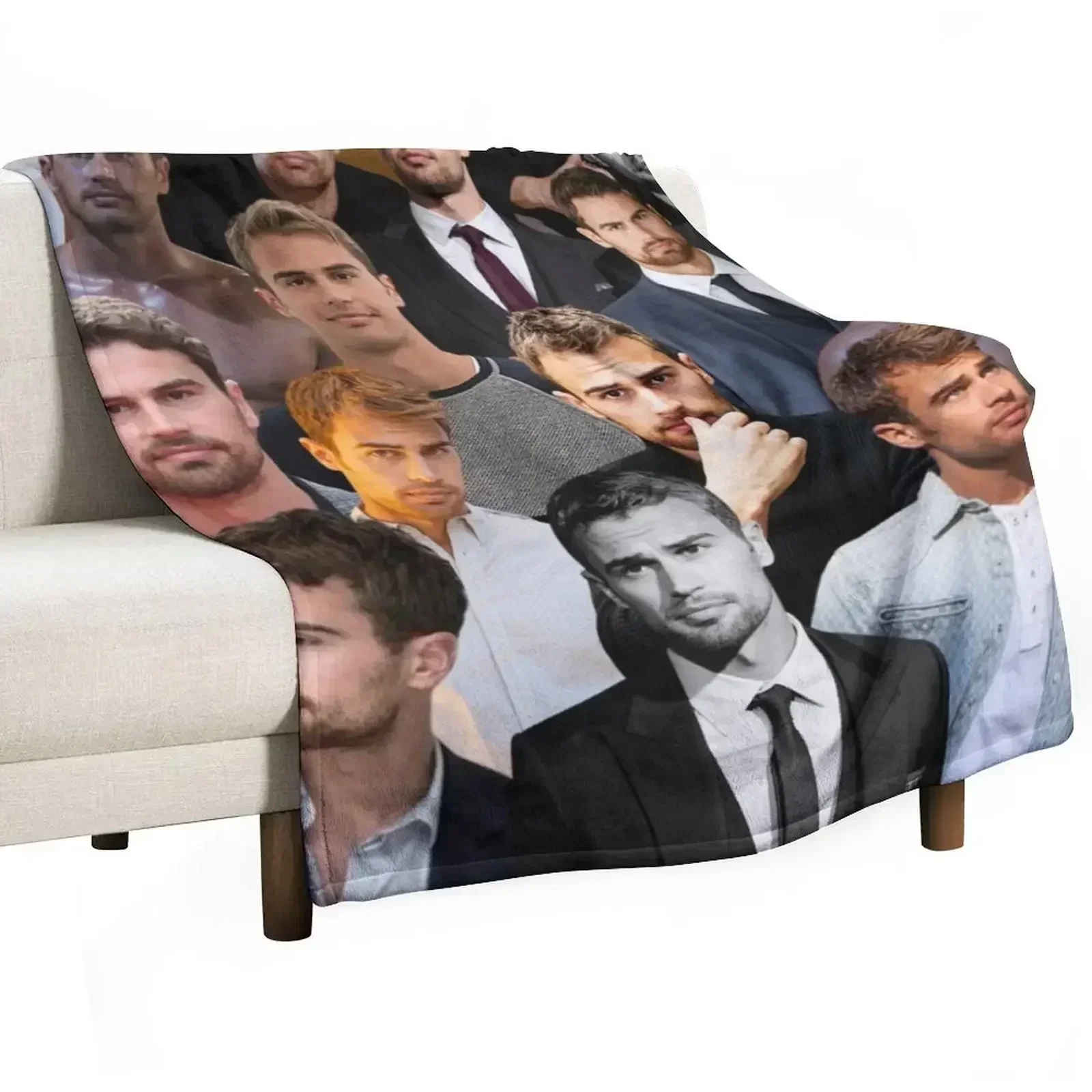 theo james photo collage Throw Blanket warm winter Flannels Blankets