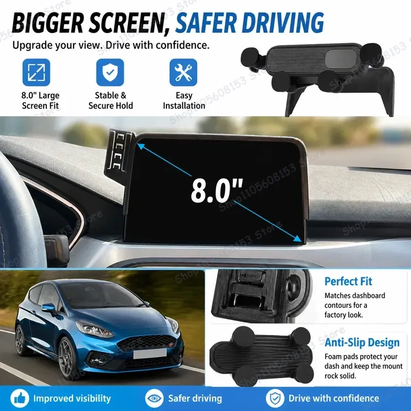 For Ford Fiesta Mk8 2017 2018 2019 2020 2021 2022 Car Phone Mount for 8 Inch Screen Clip On Dashboard Holder Stable No