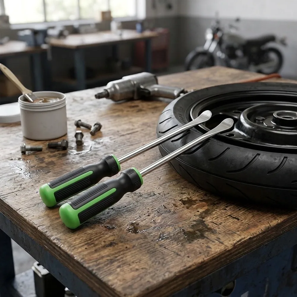Tire Lever Kit for Motorcycle Lawn Equipment Tire Servicing Chrome Vanadium Steel Construction Rubberized Handle Design