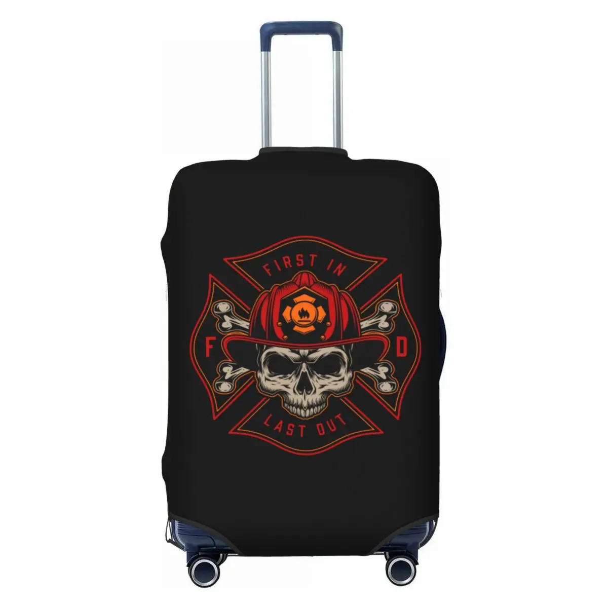 Custom Vintage Firefighter Skull Luggage Cover Fashion Fire Rescue Fireman Suitcase Protector Covers Suit For 18-32 inch