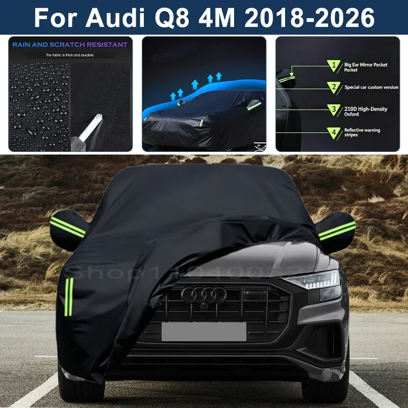 Auto Exterior Sun-Snow Protective Car Cover For Audi Q8 4M 2018-2026 Waterproof Dustproof Anti-UV Outdoor Cover