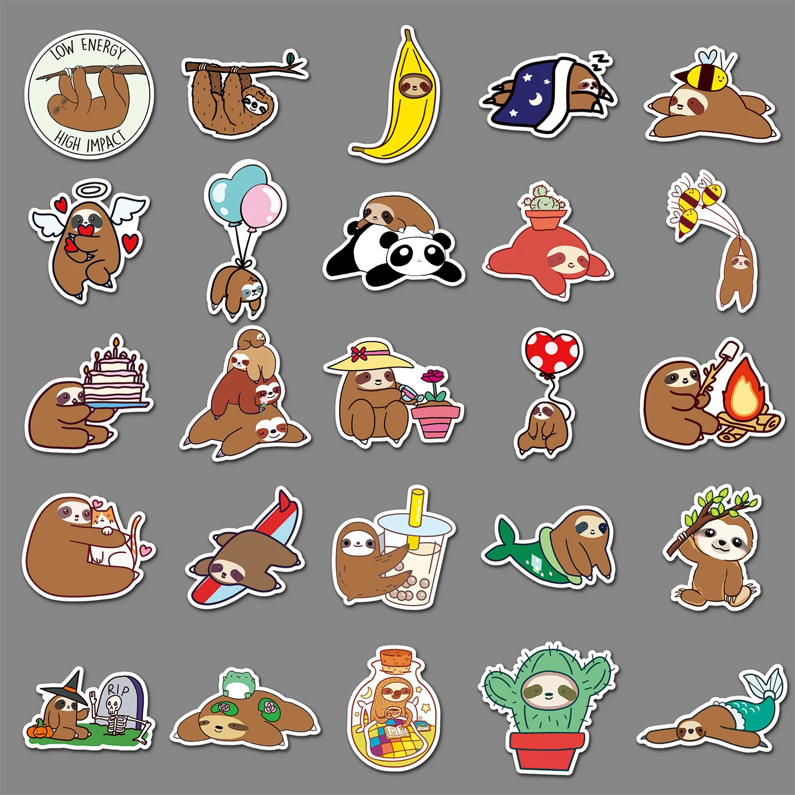 สติกเกอร์ลายการ์ตูนสลอธสุดน่ารัก 10/50 ชิ้น สติกเกอร์กราฟฟิตี้สุดฮา สร้างสรรค์ สำหรับตกแต่งสกู๊ตเตอร์ แก้วน้ำ เคสมือถือ กันน้ำ ของเล่น